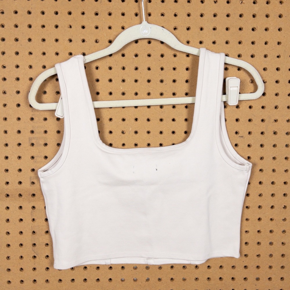 Hunter & Brown Womens Cream Square Neck Seamed Crop Tank Top Large NWOT - Picture 4 of 5